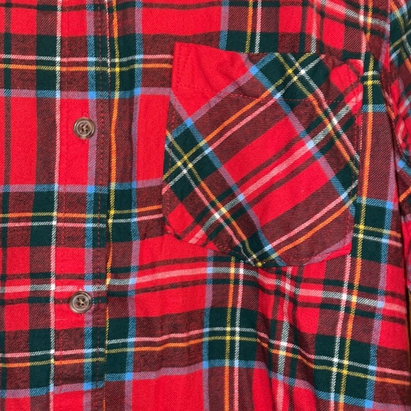 •OLD NAVY•RED PLAID "TUNIC SHIRT" BUTTON UP COLLARED BLOUSE SIZE MEDIUM - Picture 9 of 9